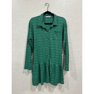 Culture Code Women’s Small Green Button Front Long Sleeve Casual Dress